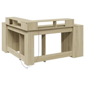 vidaXL Desk with LED Lights Sonoma Oak 152x152x91 cm Engineered Wood