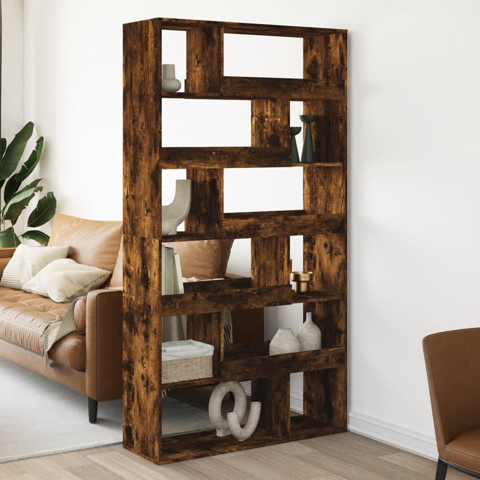 vidaXL Room Divider Smoked Oak100x33x187.5 cm Engineered Wood