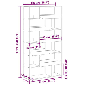 vidaXL Room Divider Brown Oak 100x33x187.5 cm Engineered Wood