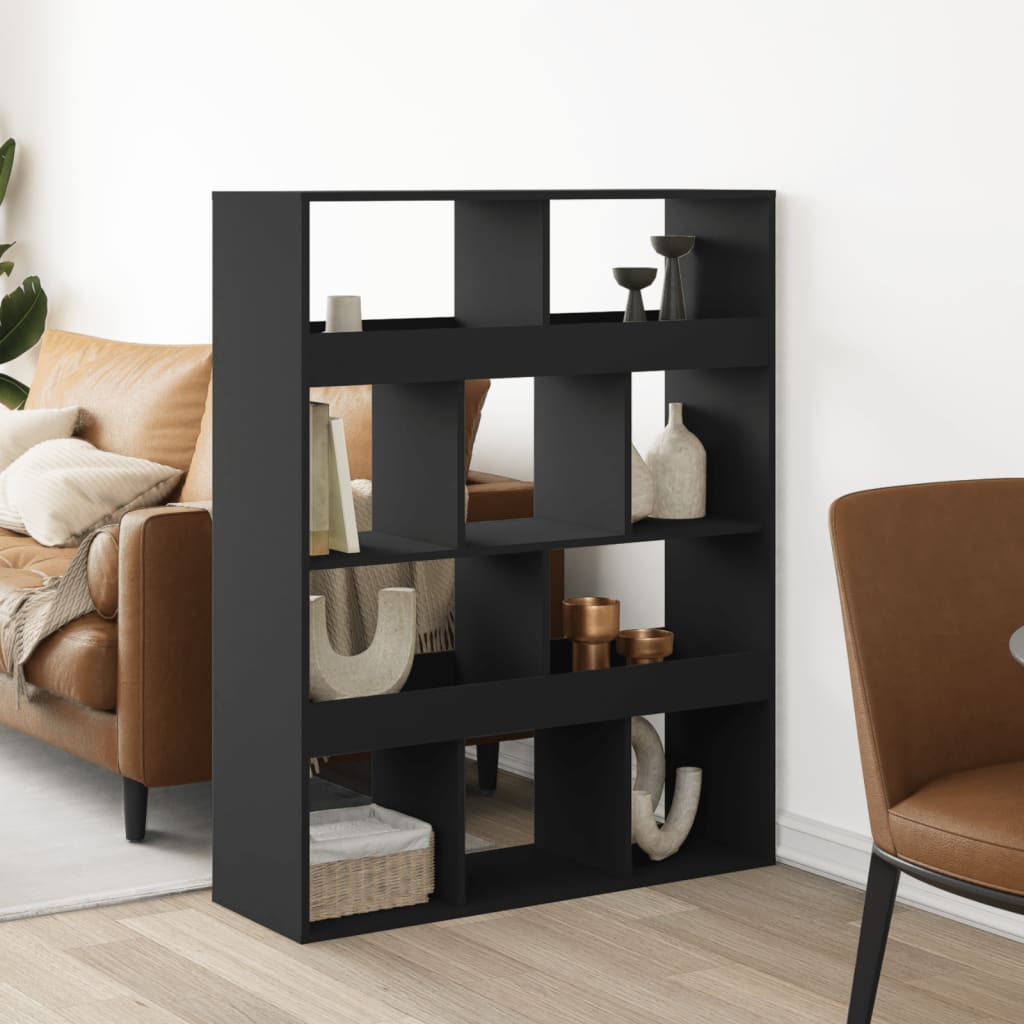 vidaXL Room Divider Black 100x33x125.5 cm Engineered Wood