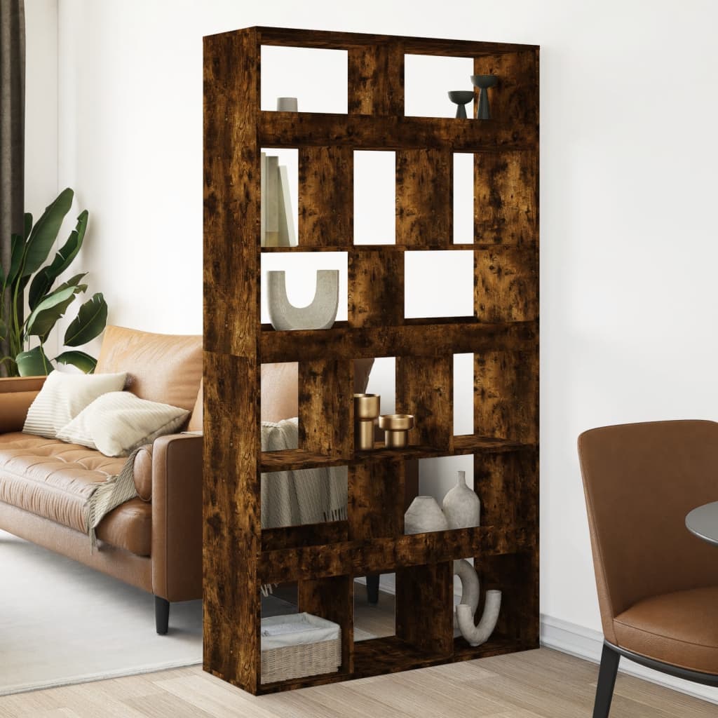 vidaXL Room Divider Smoked Oak100x33x187.5 cm Engineered Wood