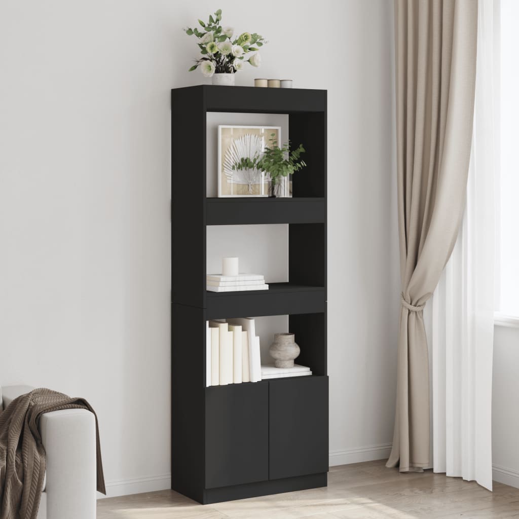 vidaXL Highboard Black 63x33x180 cm Engineered Wood