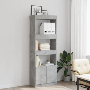 vidaXL Highboard Concrete Grey 63x33x180 cm Engineered Wood