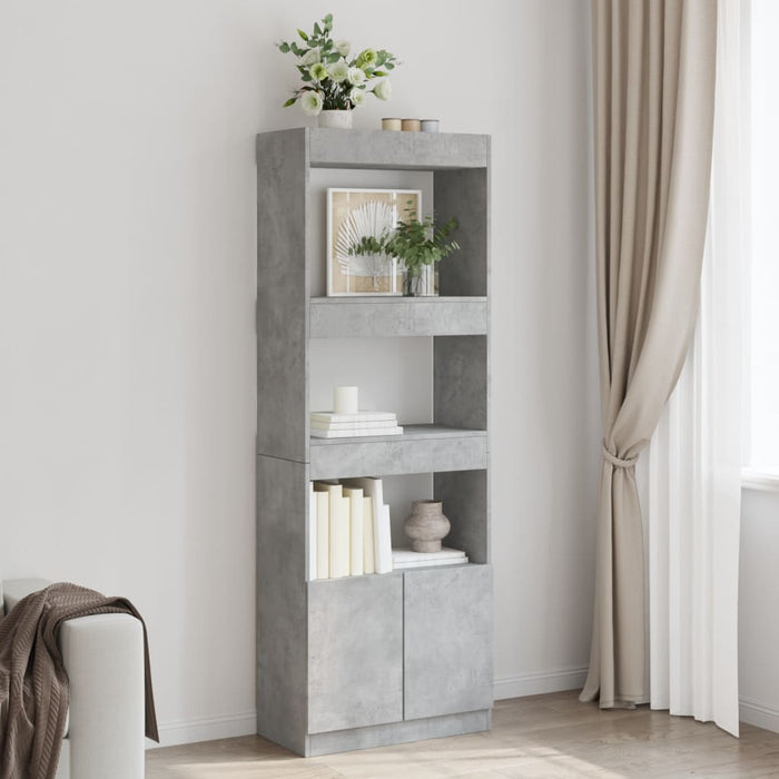 vidaXL Highboard Concrete Grey 63x33x180 cm Engineered Wood