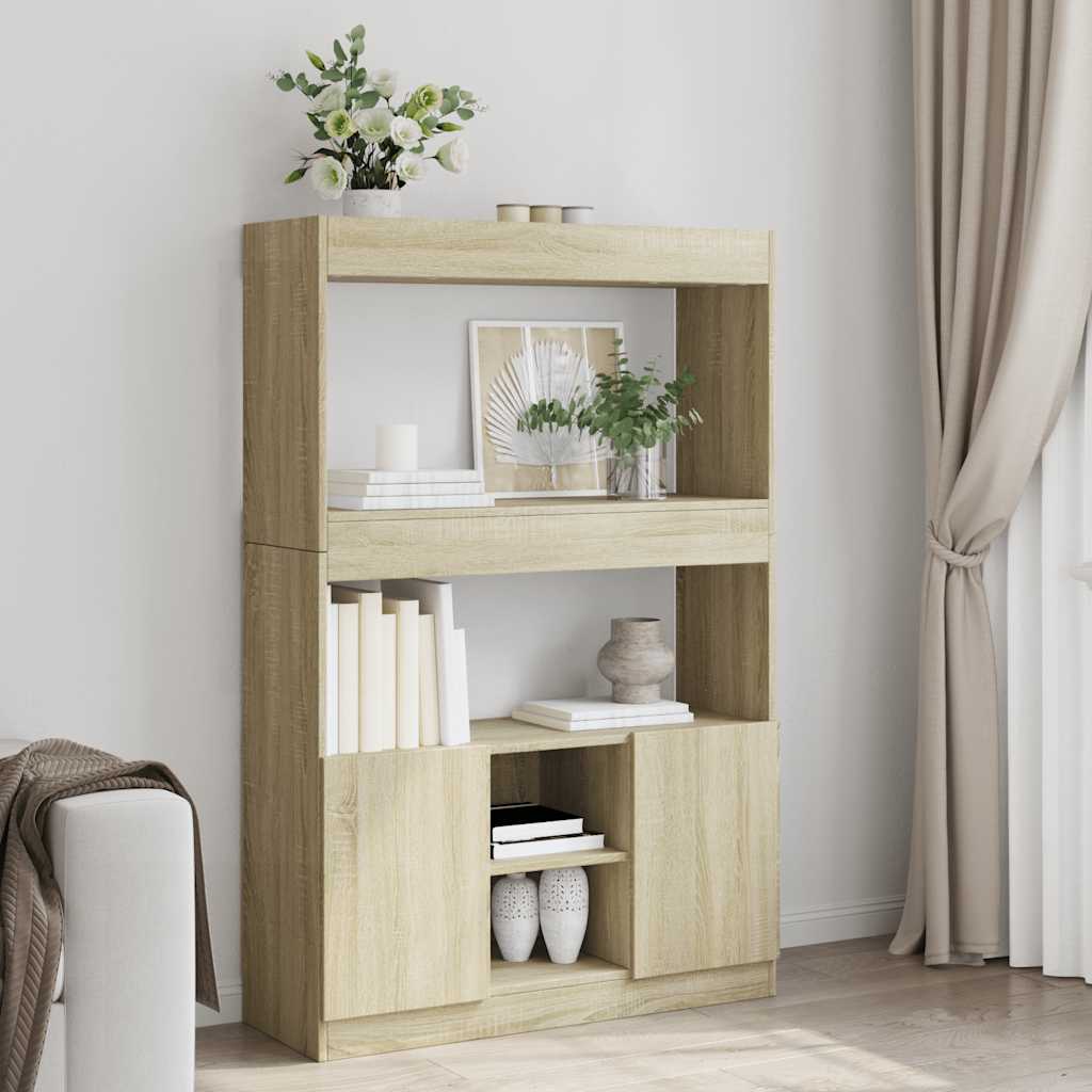 vidaXL Highboard Sonoma Oak 92x33x140 cm Engineered Wood