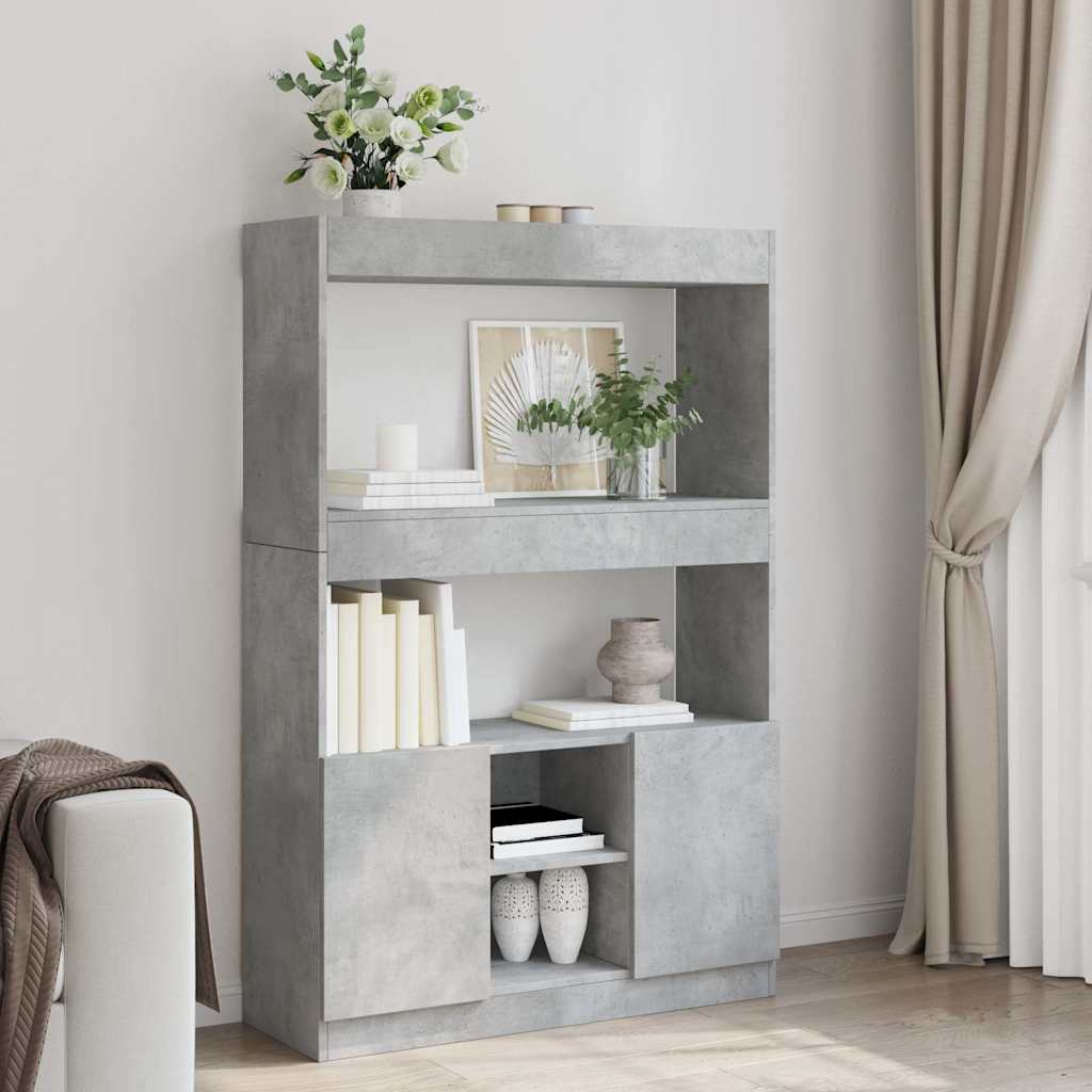 vidaXL Highboard Concrete Grey 92x33x140 cm Engineered Wood