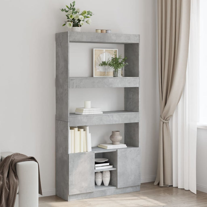 vidaXL Highboard Concrete Grey 92x33x180 cm Engineered Wood