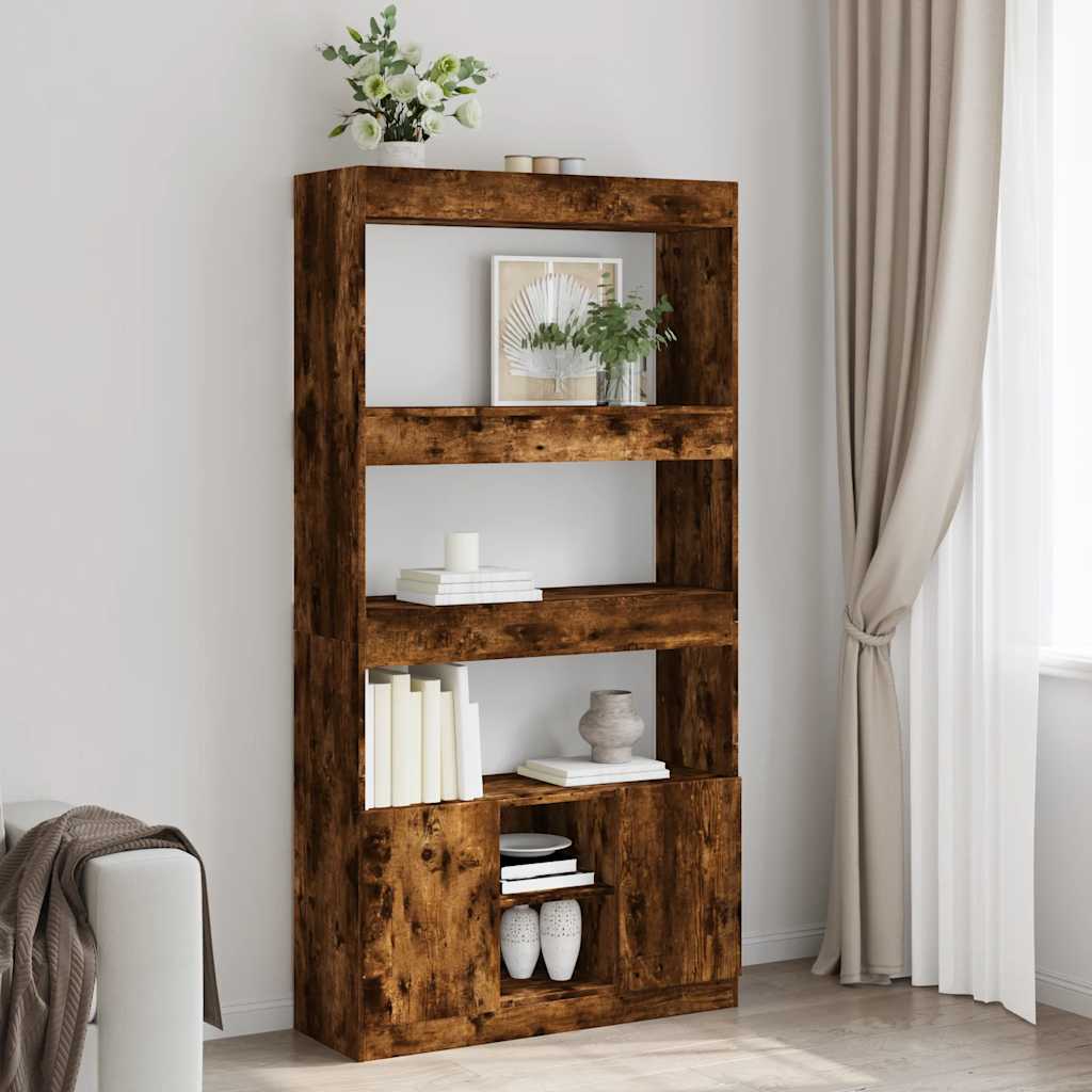 vidaXL Highboard Smoked Oak 92x33x180 cm Engineered Wood