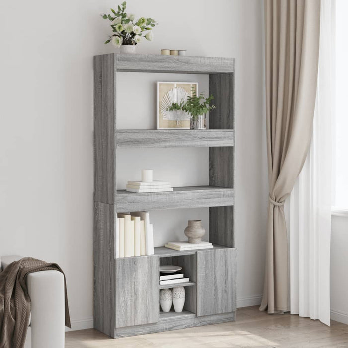 vidaXL Highboard Grey Sonoma 92x33x180 cm Engineered Wood