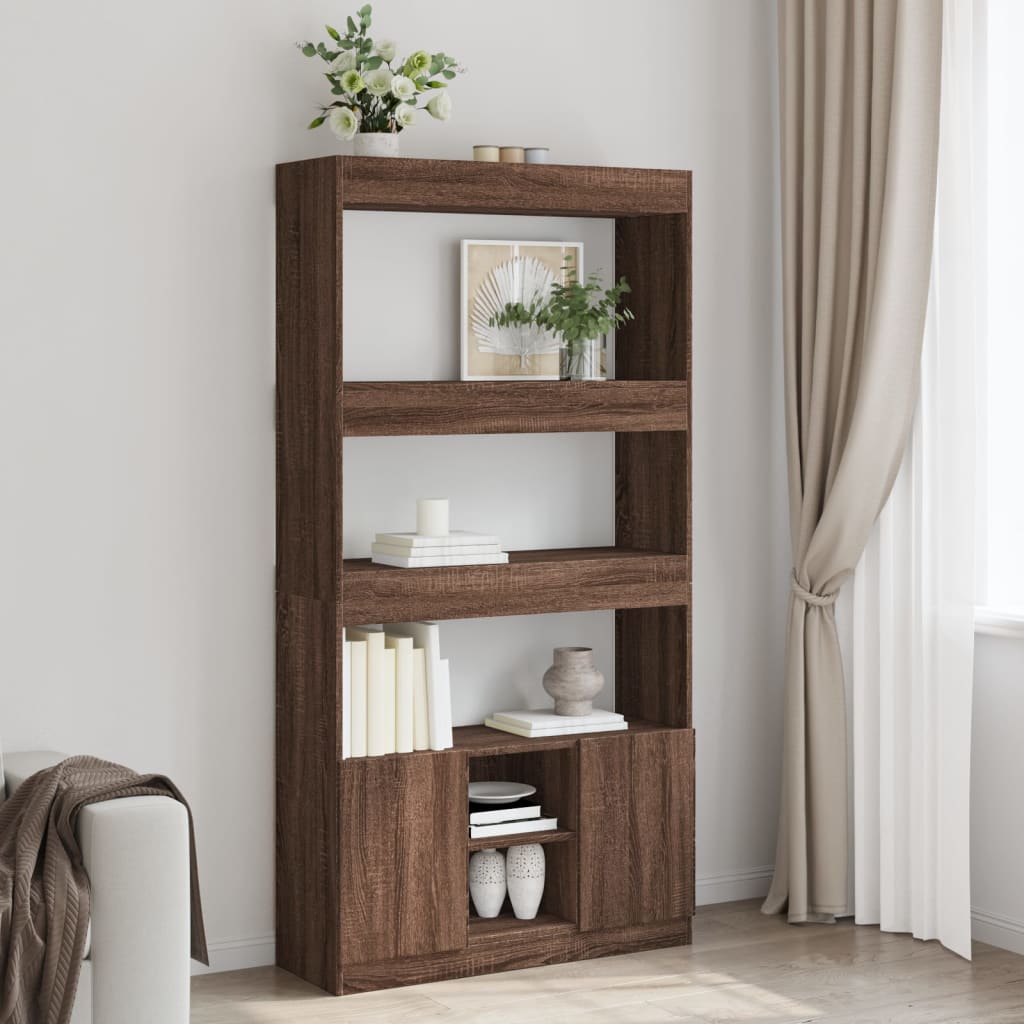 vidaXL Highboard Brown Oak 92x33x180 cm Engineered Wood