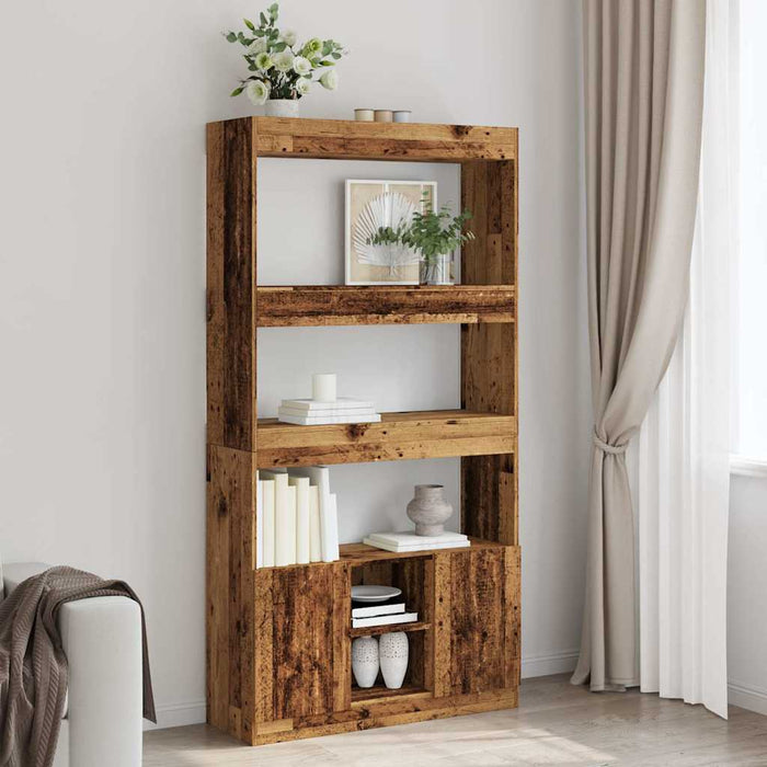 vidaXL Highboard Old Wood 92x33x180 cm Engineered Wood