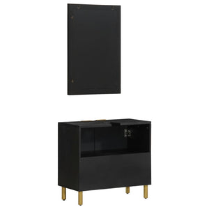 vidaXL 2 Piece Bathroom Furniture Set Black Engineered Wood