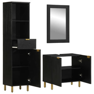 vidaXL 3 Piece Bathroom Furniture Set Black Engineered Wood