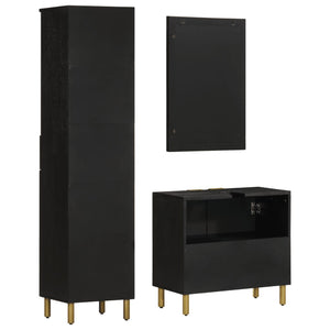 vidaXL 3 Piece Bathroom Furniture Set Black Engineered Wood