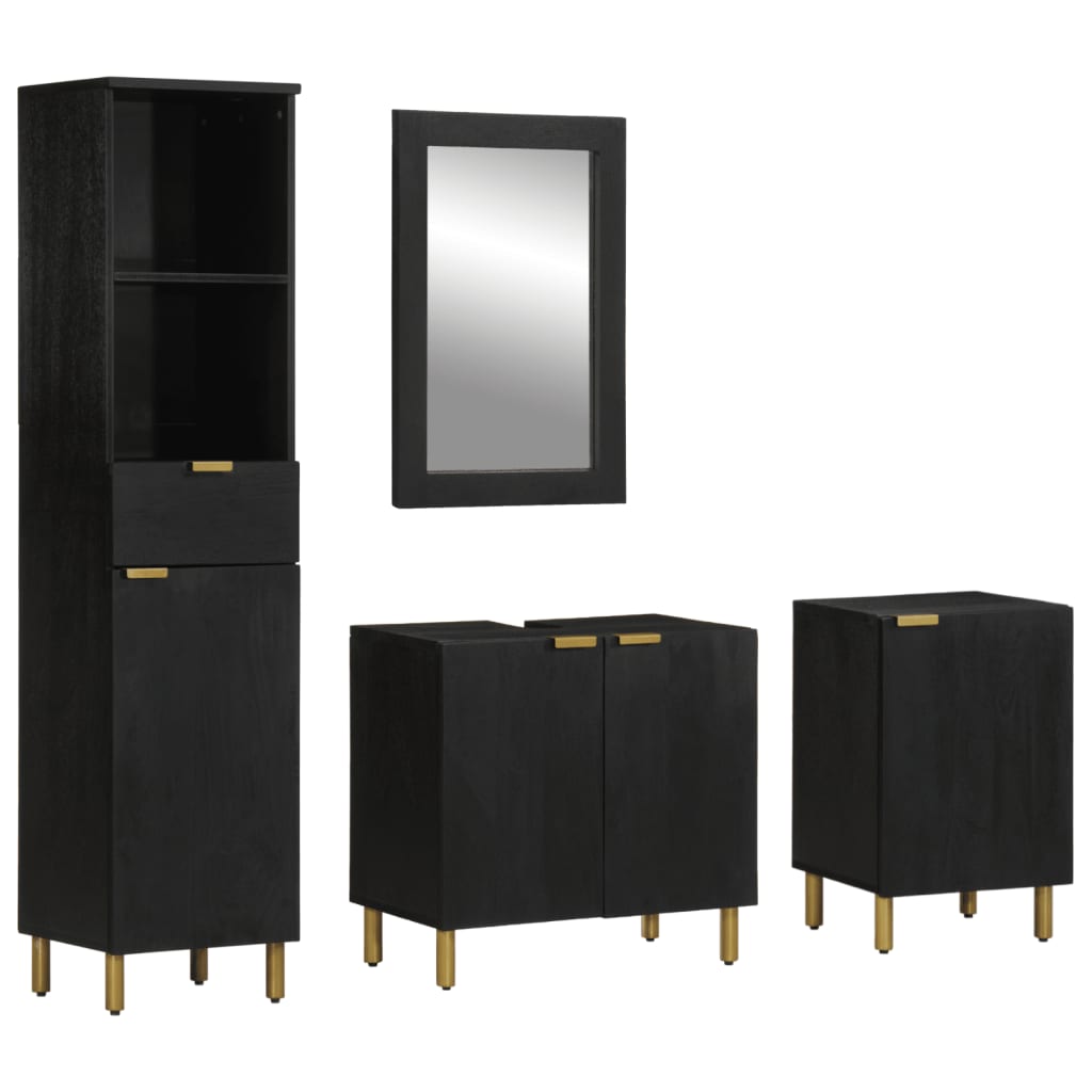 vidaXL 4 Piece Bathroom Furniture Set Black Engineered Wood