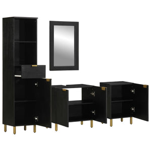 vidaXL 4 Piece Bathroom Furniture Set Black Engineered Wood