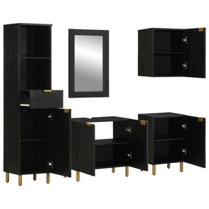 vidaXL 5 Piece Bathroom Furniture Set Black Engineered Wood