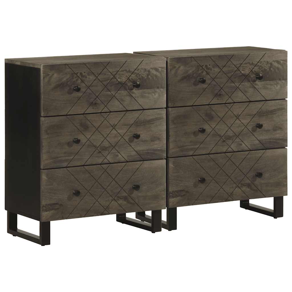 vidaXL Sideboards 2 pcs Black 60x33x75 cm Solid Wood Mango