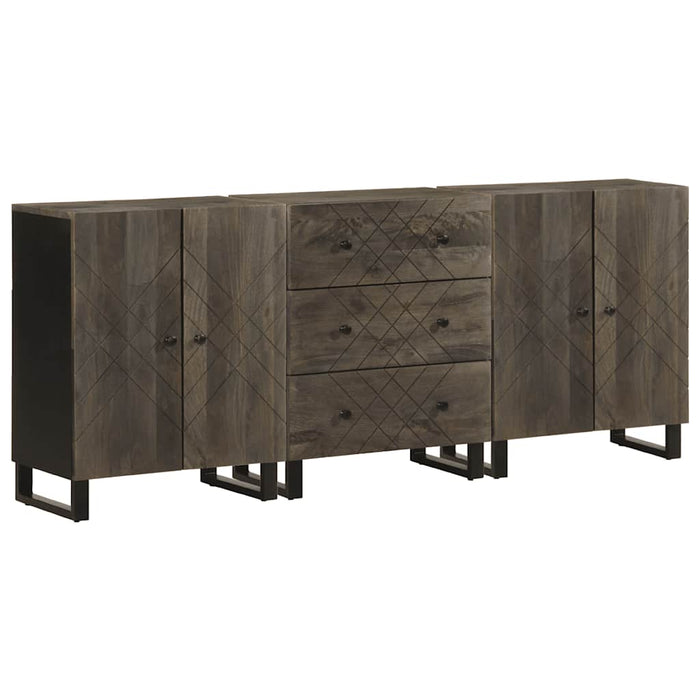 vidaXL 3 Piece Sideboards Black 60x33x75 cm Solid Wood Mango