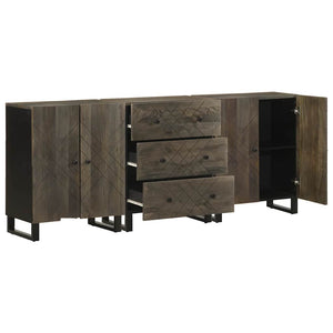 vidaXL 3 Piece Sideboards Black 60x33x75 cm Solid Wood Mango