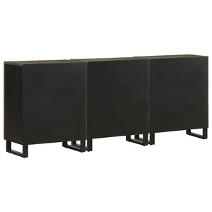 vidaXL 3 Piece Sideboards Black 60x33x75 cm Solid Wood Mango