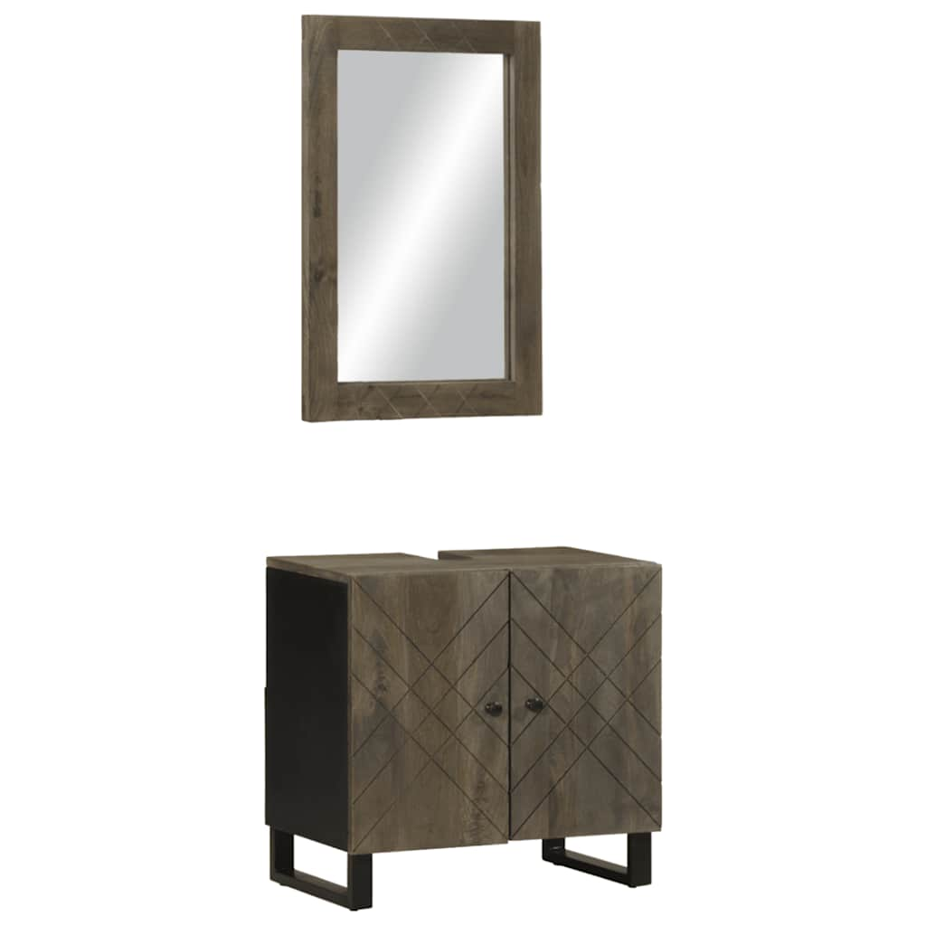 vidaXL 2 Piece Bathroom Furniture Set Black Solid Wood Mango