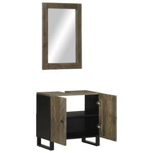 vidaXL 2 Piece Bathroom Furniture Set Black Solid Wood Mango