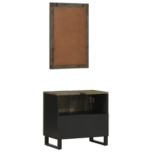 vidaXL 2 Piece Bathroom Furniture Set Black Solid Wood Mango