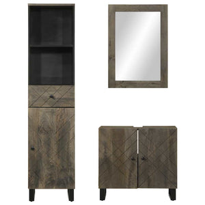 vidaXL 3 Piece Bathroom Furniture Set Black Solid Wood Mango