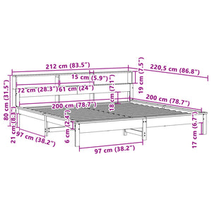 vidaXL Bed Frame without Mattress Wax Brown 200x200 cm Solid Wood Pine