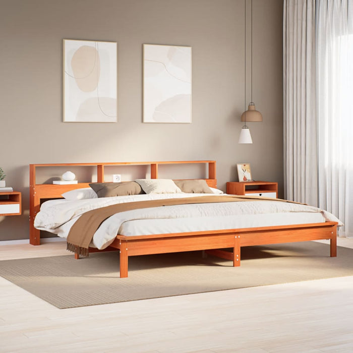 vidaXL Bed Frame without Mattress Wax Brown 200x200 cm Solid Wood Pine