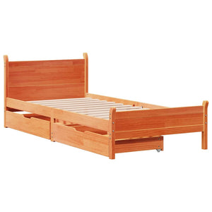 vidaXL Bed Frame without Mattress Wax Brown 90x200 cm Solid Wood Pine