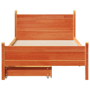 vidaXL Bed Frame without Mattress Wax Brown 90x200 cm Solid Wood Pine