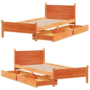 vidaXL Bed Frame without Mattress Wax Brown 90x200 cm Solid Wood Pine