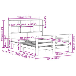 vidaXL Bed Frame without Mattress 150x200 cm King Size Solid Wood Pine