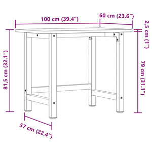 vidaXL Workbench Light Brown 100x60x81.5 cm Solid Wood Oak Rectangular