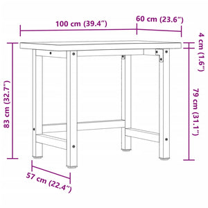 vidaXL Workbench 100x(55-60)x83 cm Solid Wood Beech