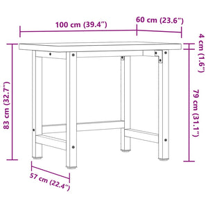 vidaXL Workbench 100x60x83 cm Solid Wood Acacia Rectangular