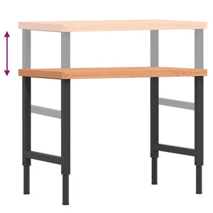 vidaXL Workbench 100x60x(73-99.5) cm Solid Wood Beech Rectangular