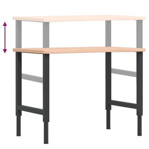 vidaXL Workbench 100x(55-60)x(71.5-98) cm Solid Wood Beech