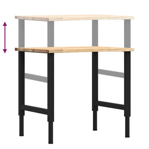 vidaXL Workbench 80x60x(71.5-98) cm Solid Wood Oak