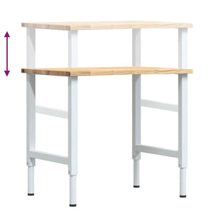 vidaXL Workbench 80x60x(71.5-98) cm Solid Wood Oak