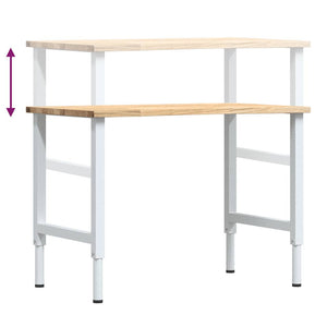 vidaXL Workbench 100x60x(71.5-98) cm Solid Wood Oak