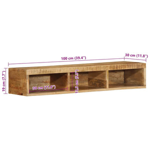 vidaXL Wall-mounted TV Cabinet 100x30x19 cm Solid Rough Wood Mango