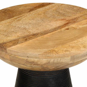 vidaXL Side Table Black Ø37x45 cm Solid Wood Mango