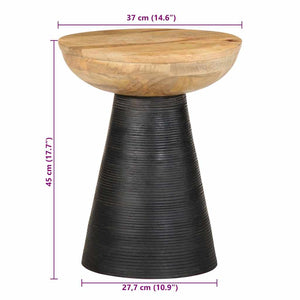 vidaXL Side Table Black Ø37x45 cm Solid Wood Mango