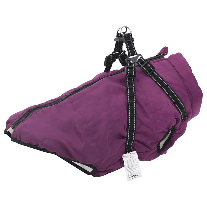 vidaXL Dog Coat with Harness Waterproof Reflective Purple 4XL