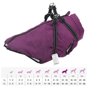 vidaXL Dog Coat with Harness Waterproof Reflective Purple 4XL