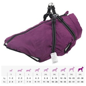 vidaXL Dog Coat with Harness Waterproof Reflective Purple 6XL