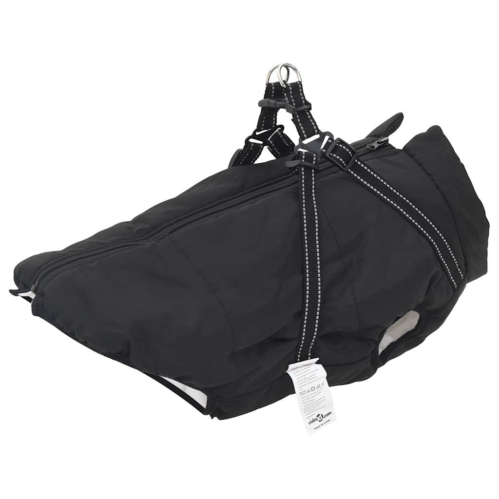 vidaXL Dog Coat with Harness Waterproof Reflective Black 5XL